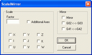 EditCNC Scale and Mirror dialog