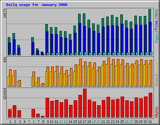 Daily usage for January 2008