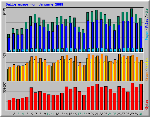 Daily usage for January 2009