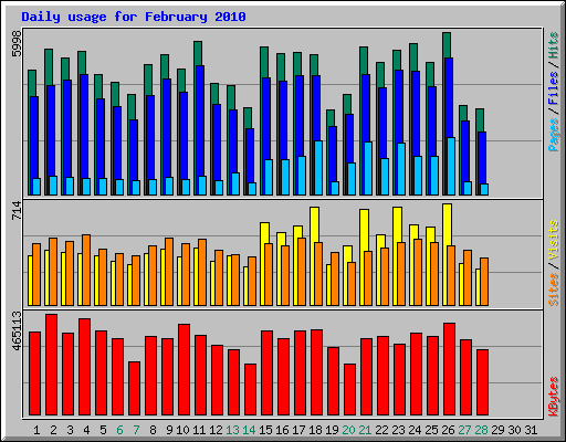 Daily usage for February 2010
