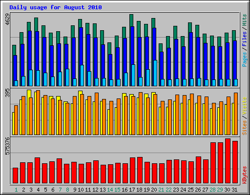 Daily usage for August 2010