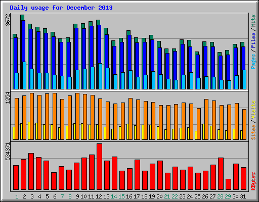 Daily usage for December 2013