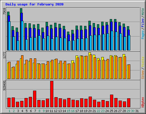 Daily usage for February 2020
