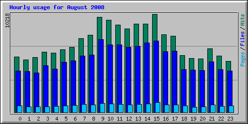 Hourly usage for August 2008