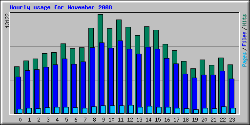 Hourly usage for November 2008