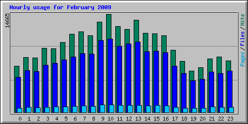 Hourly usage for February 2009
