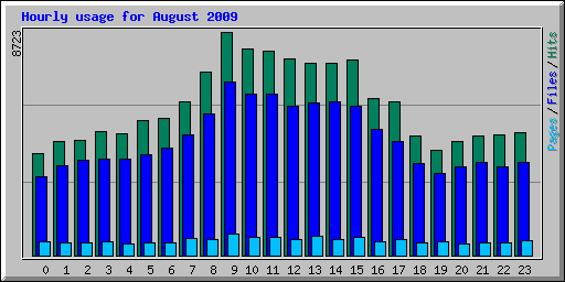 Hourly usage for August 2009