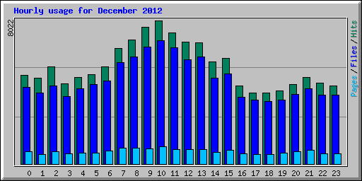 Hourly usage for December 2012