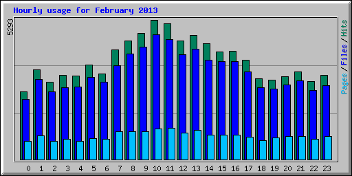 Hourly usage for February 2013